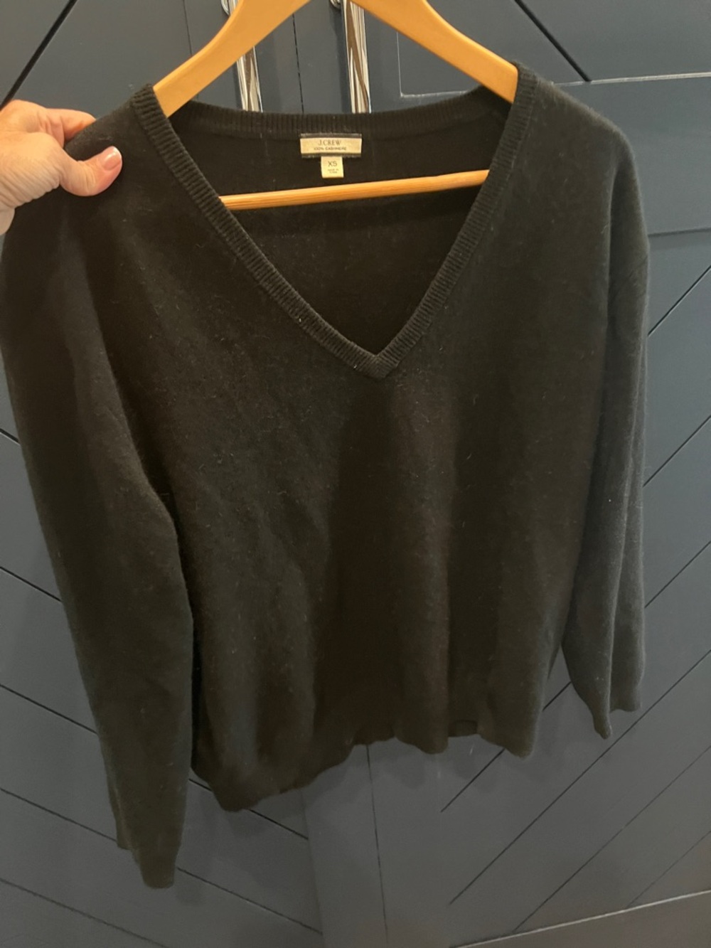 J. Crew Black Deep V-Neck  RelaxedCashmere-Sweater